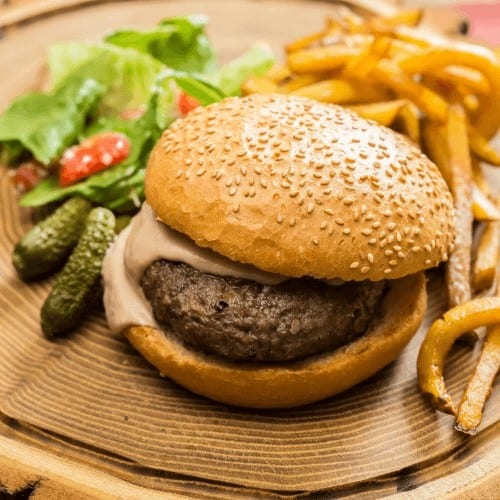 Cheese Burger and Fries.