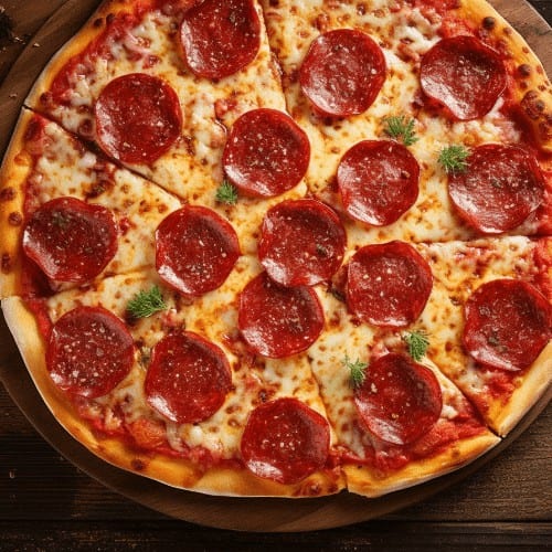 Pepperoni Pizza and Fries.